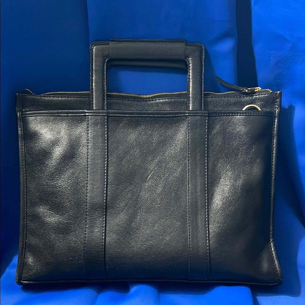 Sabandija‎ Black Leather Briefcase – 13" Laptop Bag, Minimalist & Unisex - Picture 3 of 16